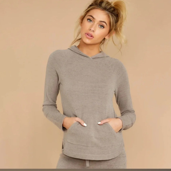 Barefoot Dreams CozyChic Ultra Light CozyChic Pullover Hoodie Beach Walk‎ Size S - Picture 2 of 11